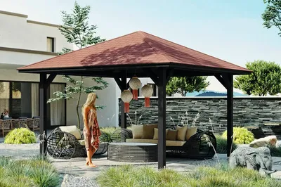 Produktbild von Pavillon SKAN HOLZ Cannes 2 Leimholz 439 x 439 cm anthrazit