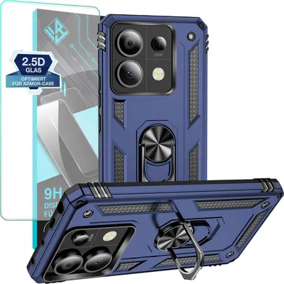 Produktbild von Armor Outdoor Handyhülle für Xiaomi Redmi Note 13 Pro 5G Handy Panzer Case Schutzhülle mit 9H Displayglas Displayschutz Farbe: Blau