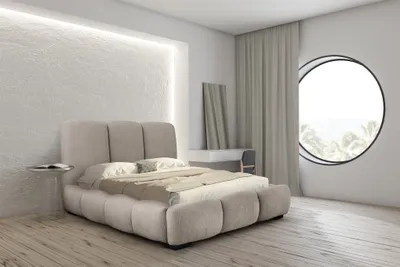 Produktbild von Polsterbett Doppelbett GRACIA 160x200cm in Stoff Allora Graubeige