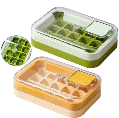 Produktbild von 2 Stück Eiswürfelform mit Deckel – Stapelbar, Wiederverwendbar, Eiswürfelbehälter für Cocktails & Whisky