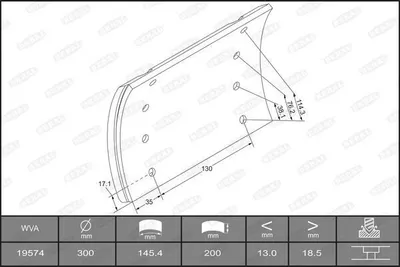 Produktbild von BERAL Bremsbelagsatz Trommelbremse KBL19574.0-1517 Hinten 18mm 200mm 7,5kg
