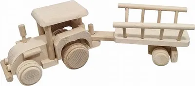 Image de Hobbygroep Tracteur en bois jouet avec remorque 34x8,4x10,5 cm