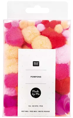 Produktbild von Pompom Set Rot / Rosa /Pink 100 Stück