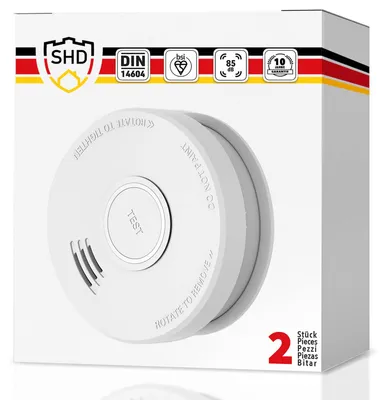 Image de Détecteur de fumée - Capteur optique - 85 dB - Pile 9 V - Blanc - Lot de 2