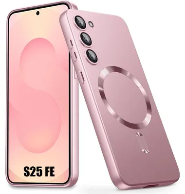 Image de Coque pour Samsung Galaxy S25 FE, Protection Silicone Liquide Slim Anti-Rayures avec Cercle Magnétique - Rose
