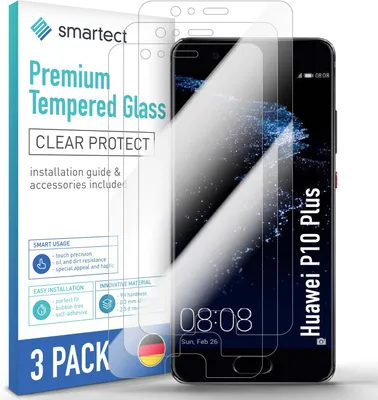 Produktbild von 3x Schutzglas Panzerfolie Klar für Huawei P10 Plus Displayschutz Hartglas Glas