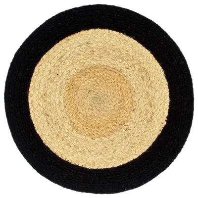 Image de vidaXL Sets de table 4 pcs. Nature et noir 38 cm Jute et coton
