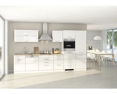 Produktbild von Held Möbel Küchenzeile mit Geräten Mailand 360 cm weiß hochglanz zerlegt Variante reversibel 631.1.6210