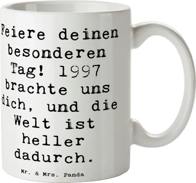 Produktbild von Mr. & Mrs. Panda Pott Spruch 1997 Geburtstag - Weiß - Geschenk, Kaffeetasse, feiere, Alter, Becher, Jahrgang, schöne tasse, Kaffeebecher, Liebe und Dankbarkeit