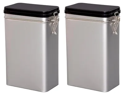 Produktbild von 2 Teedosen für losen Tee 500g, Kaffeedosen, Gewürzdosen, Metall, eckig mit Bügelverschluss, 77 x 122 x 197mm (LxBxH)