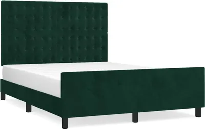 Produktbild von vidaXL Bettgestell ohne Matratze Dunkelgrün 140x200 cm Samt