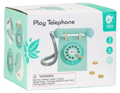 Produktbild von Classic World Holzspielzeug Telefon Retro Türkis für Kinder