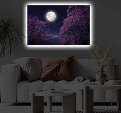 Produktbild von Opviq, 4570KTLGDACT - 017, Dekoratives LED-beleuchtetes Leinwandgemälde, 100 % POLYESTER-CANVAS, Mehrfarbig, 45 x 70 cm