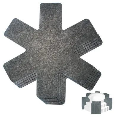 Image de Protège-poêles en feutre - Lot de 8 pièces, 35 cm, empêchent les rayures - Protection thermique pour poêles, casseroles et bols - Gris
