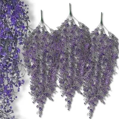 Produktbild von Hängende dekorative künstliche Weidenblumen, 3 Stück, lila kletternd