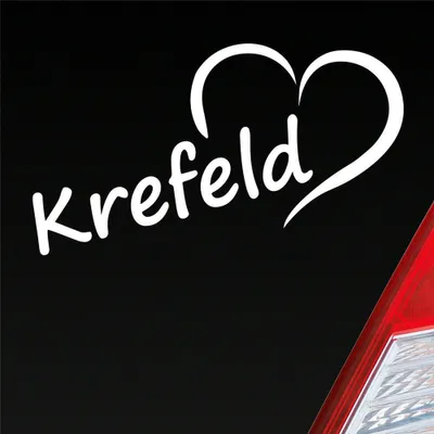 Produktbild von Auto Aufkleber Krefeld Herz Stadt City Liebe Love Heart 16,5x8 cm Weiss Glanz Sticker Heckscheibenaufkleber