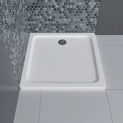 Produktbild von ECOLAM flache Duschwanne Duschtasse MAX Viereck Brausewanne 80x80 x 5,5 cm Tiefe 1,5 cm flach Weiß