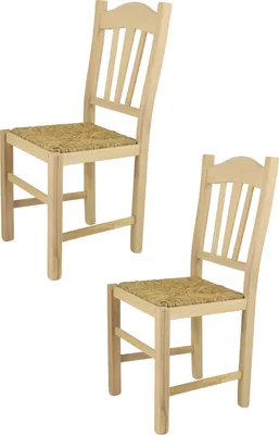 Produktbild von t m c s Tommychairs - 2er Set Stühle SILVANA für Küche und Esszimmer, robuste Struktur aus poliertem Buchenholz, unbehandelt und 100% natürlich, Sitzfläche aus echtem Stroh