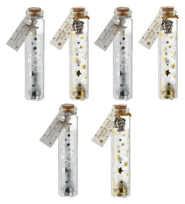 Produktbild von 6 x Wunschglas "Geldgeschenk" mit Korken L ca. 11 cm - 6 x Glasröhrchen mit Korken für Geldgeschenke zu Weihnachten - Wunscherfüller - Geldgeschenke - Geldverpackung Weihnachten - Verpackung für Geld - Geldgeschenk Weihnachten Verpackung