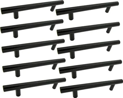 Produktbild von 10er-Set Aurora Möbelgriff 96 mm in Schwarz - Matten Edelstahl Schrank- und Schubladenbeschläge für modernen Stil und langlebige Qualität