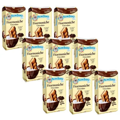 Produktbild von 9x Mulino Bianco Fisarmoniche Cioccolato Kuchen Schokocreme Kekse 296g