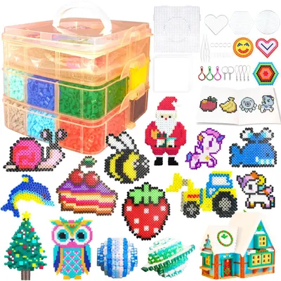 Image de Kit de perles à repasser comprenant 11000 perles et accessoires