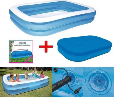 Produktbild von Waves Swimmingpool Planschbecken Family Pool eckig blau Abdeckung 305x183x56cm