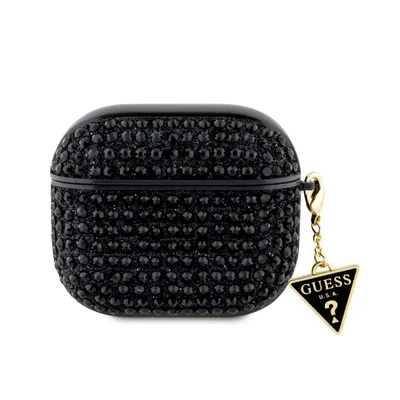 Produktbild von Guess, Airpods 3 4G Diamond Cover mit glitzerndem Dreieck Charm mit Strassverzierung, Schwarz
