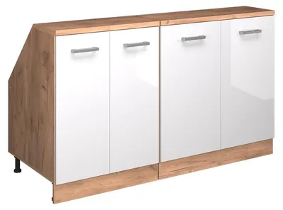 Zdjęcie produktu dla Zestaw szafek na dach skośny Vicco Rion Biały wysoki połysk 140 cm Zestaw 2 korpusów szafy głębokość 60 cm, Model 60523
