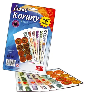 Zdjęcie produktu dla Czeskie korony – banknoty i monety do gry na karcie o wymiarach 15 x 16 cm
