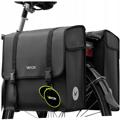 Produktbild von Vayox VA0446 Doppelseitige Fahrradtasche, 40 l, PVC, 40x35x47 cm wasserdicht, für Fahrräder, Schnellmontage, Schwarz