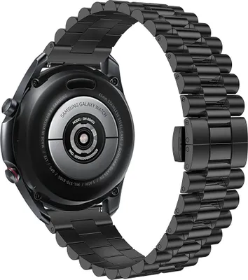 Produktbild von Strap-it Stahlarmband Presidential - Kompatibel mit Samsung Gear S3 Armband Ersatzarmband Edelstahl - Faltschließe - Hochwertiges Material - für Smartwatch 22mm Armband Schwarz