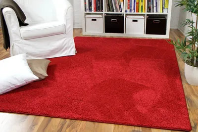 Produktbild von Hochflor Velours Teppich Mona Rot, Größe:400x500 cm
