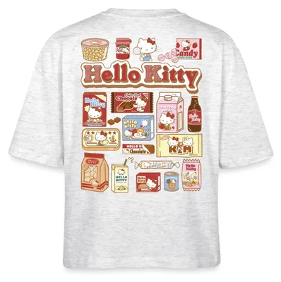 Produktbild von Spreadshirt Hello Kitty Snack Collage Boxy Shirt Damen, XXL, Weiß meliert