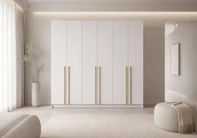 Produktbild von Kleiderschrank 6-türig Schrank Garderobe Schlafzimmer Drehtürenschrank - Schrank Glamy Wood 6D 230 cm - Weiß