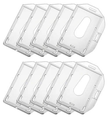 Produktbild von Ausweishüllen, 10 Stück; Ausweishüllen, 2 Stück; ausziehbare Ausweishülle mit Schlüsselanhänger, vertikal und horizontal verwendbar, aus Hartplastik für Ausweise und Kreditkarten