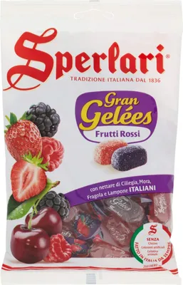 Produktbild von Sperlari - Gran Gelées Assortierte Rote Früchte Bonbons, mit Früchten: Kirsche, Brombeere, Himbeere und Walderdbeere - 175g