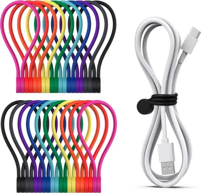 Produktbild von Wiederverwendbare Magnetische Kabelbinder, Multifunktionale Silikon Magnet Kabelbinder für Kabelmanagement und Organisieren, 10 Farben Magnetic Cable Ties, (20 Stück, Bunt)