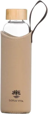 Produktbild von Lotus Vita Glas-Trinkflasche 710ml - Creme/Braun