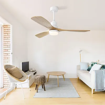 Produktbild von Deckenventilator mit Dimmbarer LED-Beleuchtung und 6 Geschwindigkeitsstufen Fernbedienung für Wohnzimmer 52 Zoll