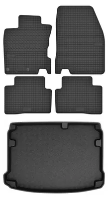 Productafbeelding van Rubberen automatten + kofferbakmat voor Nissan Qashqai II J11 2013-2021 (SUV) – 5-delig, zwart, op maat – Wielganizator