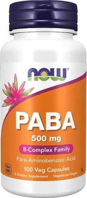 Zdjęcie produktu dla PABA 500 mg 100 kapsułek wegetariańskich Now Foods
