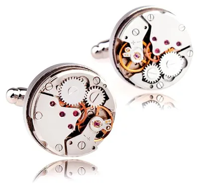 Productafbeelding van HONEY BEAR: 1 paar manchettenknopen voor heren, model "Rund", steampunk-stijl, niet-bewegend