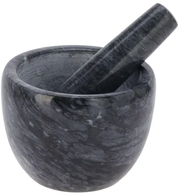 Image de Mortier en marbre avec pilon, 12 cm – Noir, H&L