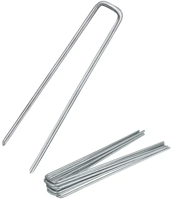 Image de Balinco – Lot de 50 profilés en U pour ancrage au sol, dimensions 200x25x3,8 mm, en acier galvanisé – Ancrages pour géotextile, toile de jardin, clôtures, filets et camping – Clous en forme de U robustes avec extrémités pointues – Idéaux pour les sols meubles