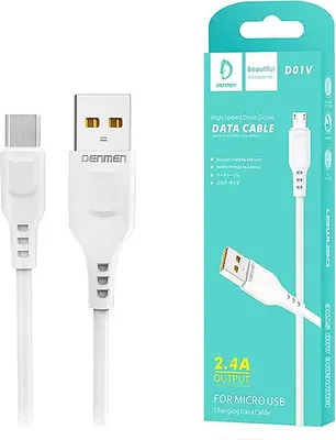Obrázok produktu pre Denmen d01t usb kábel usb - micro 2.4a 1m biely