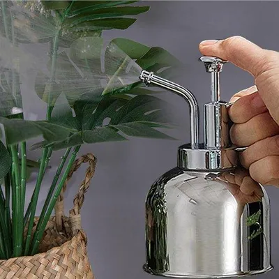 Produktbild von Famanu Sprühflasche 300 ml aus Edelstahl - Pflanzen-Sprüher für Blumen und Orchideen - Silber