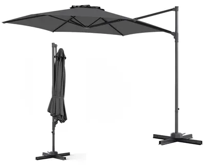 Produktbild von KOMFOTTEU 3M Garten-Sonnenschirm, UV- und windbeständig, sechseckiger Freiarmschirm, 360° drehbar, mit Kreuzfuß, für Terrasse, Balkon, Pool und Garten