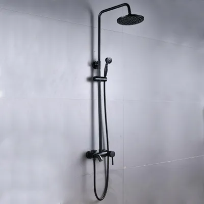 Produktbild von Duschsystem mit Handbrause Duscheset  Wandmontage Badezimmer Dusche  Armatur  Wasserhahn Duschekopf 80-120cm verstellbar,Schwarz