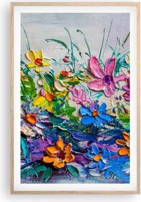 Produktbild von Gerahmtes Poster - Rahmen in heller Eiche - Blumen die Farben pastos - 61x91,5 cm - Wand Bild - Wanddeko - Wandbilder - Kunstposter - Wandposter - Bilderrahmen - Bilder - Kunstdruck - P2NPA61x91-4521